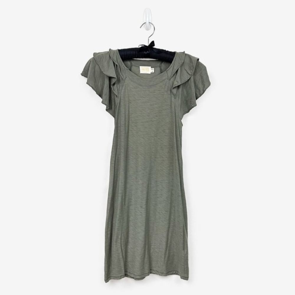 Nation LTD Freddie Mini Dress Size XS Sage Green‎ Pima Cotton Ruffle Clean Girl
